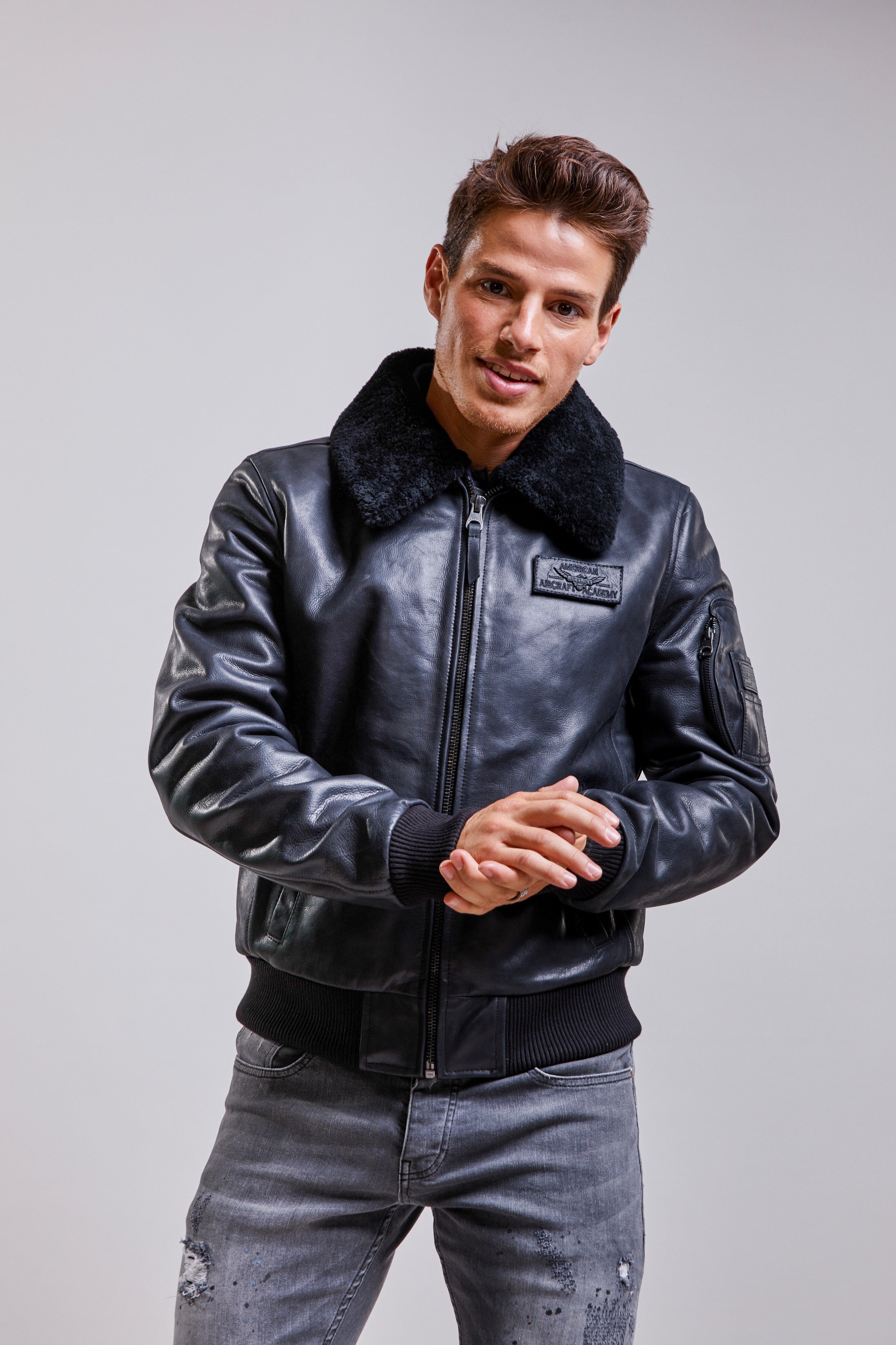 Blouson en cuir noir COMMANDER STRICKING – Redskins